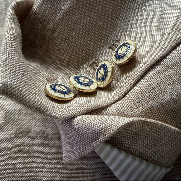 J.Crew Campbell Wmn’s 14 Linen Blazer Oatmeal Tan One Button Coastal Preppy - Picture 4 of 10